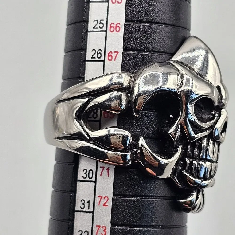 Mens Skull Ring Stainless Steel Helmet Viking Gothic Biker 3D Figural Sz 13